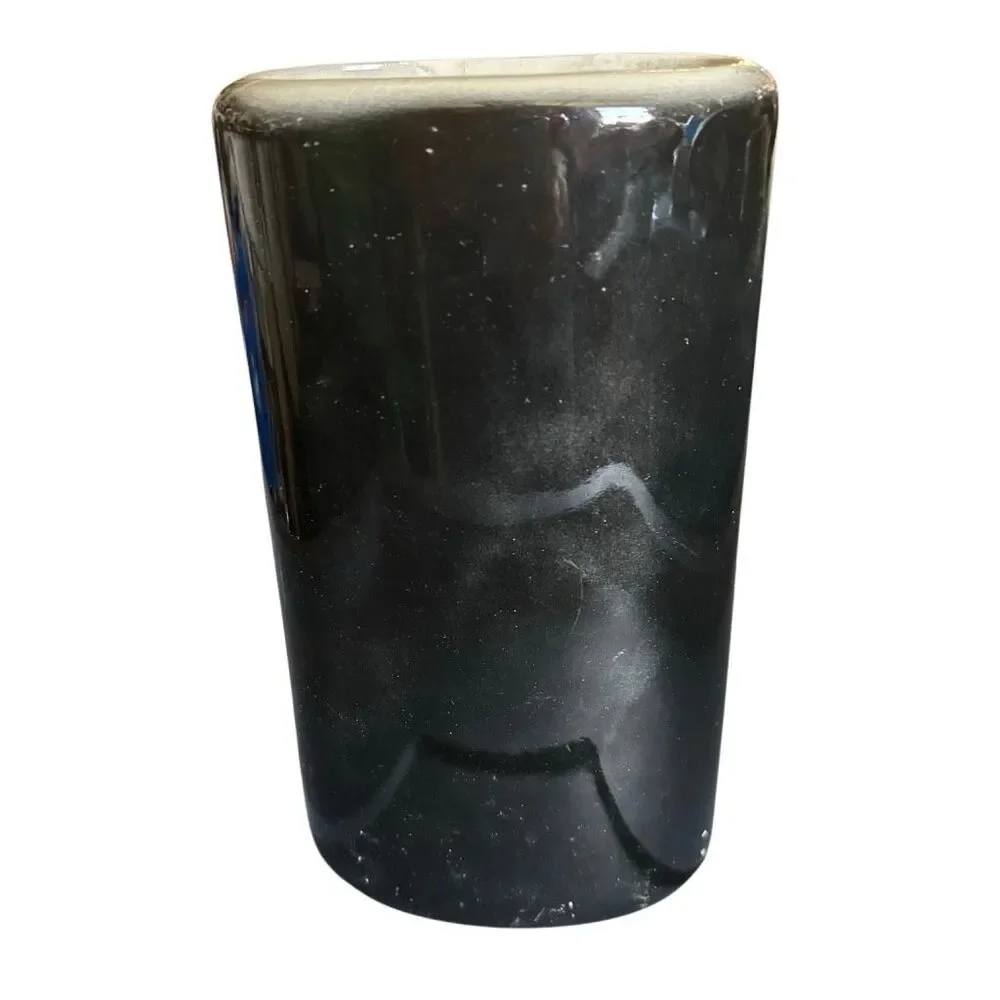 2 Royal Copley Black & White Draping Leaves MCM Vases